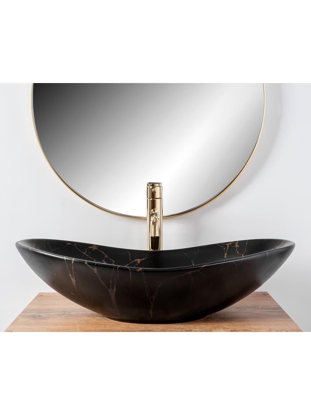 Umywalka nablatowa Rea Royal Black Marble Matt