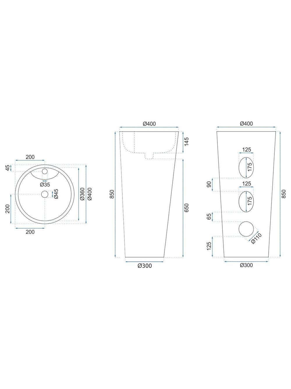 Lavoar freestanding de sine stătător Ceramic Rea Blanka Savana Matt