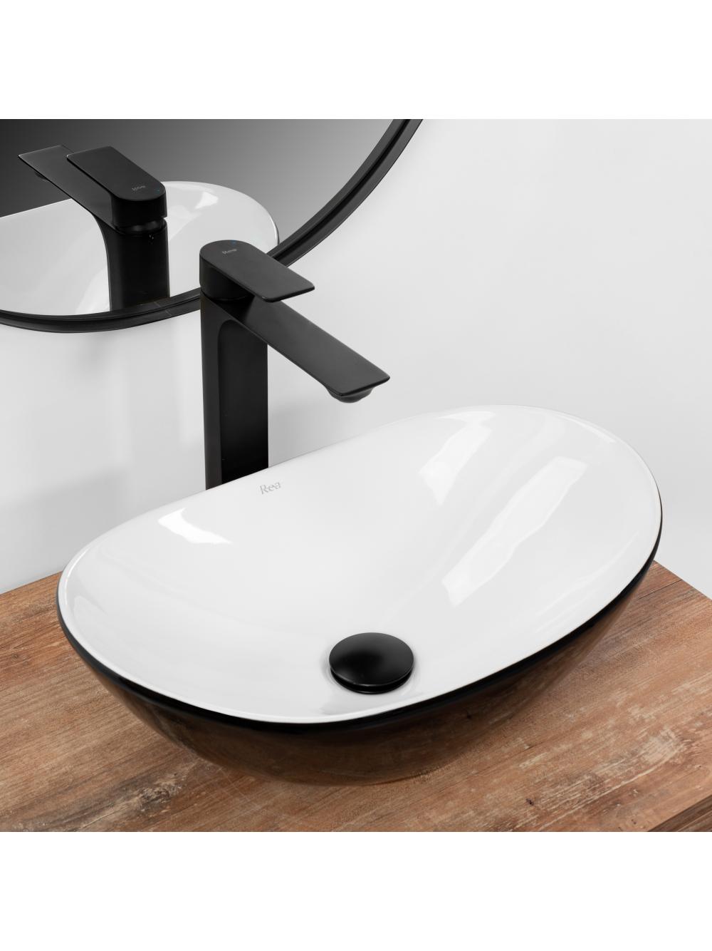 Umywalka Nablatowa REA Royal Mini Black White