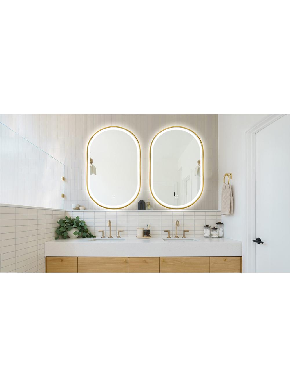 LUSTRO ŚCIENNE LED OLL 60x90 cm Złote Szczotkowane