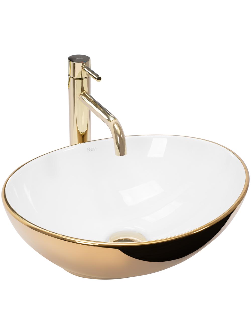 Umywalka nablatowa Rea Sofia Gold / White