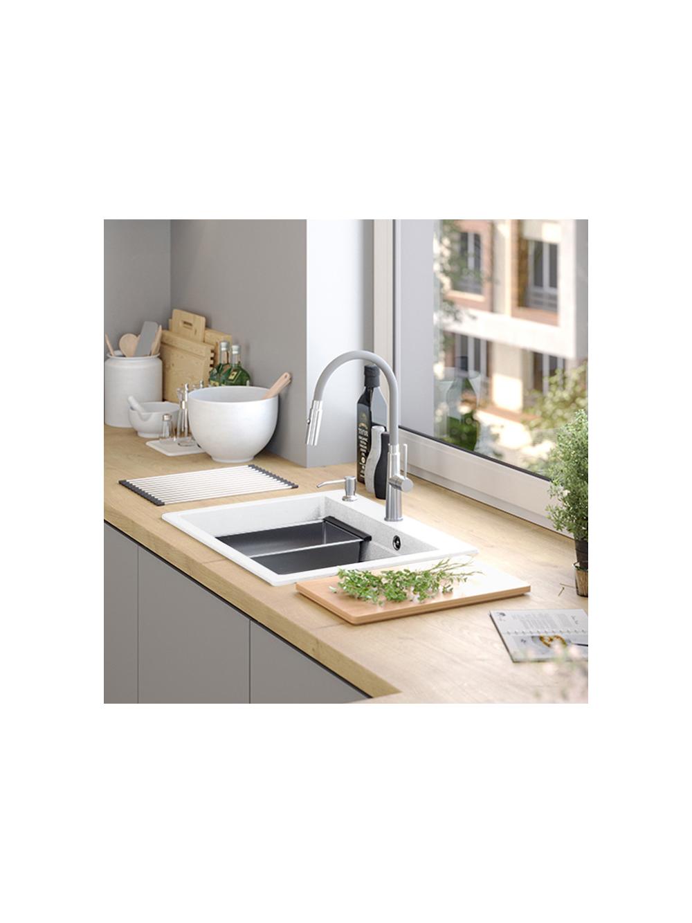 Zlewozmywak granitowy KURT 110 WORKSTATION Biały