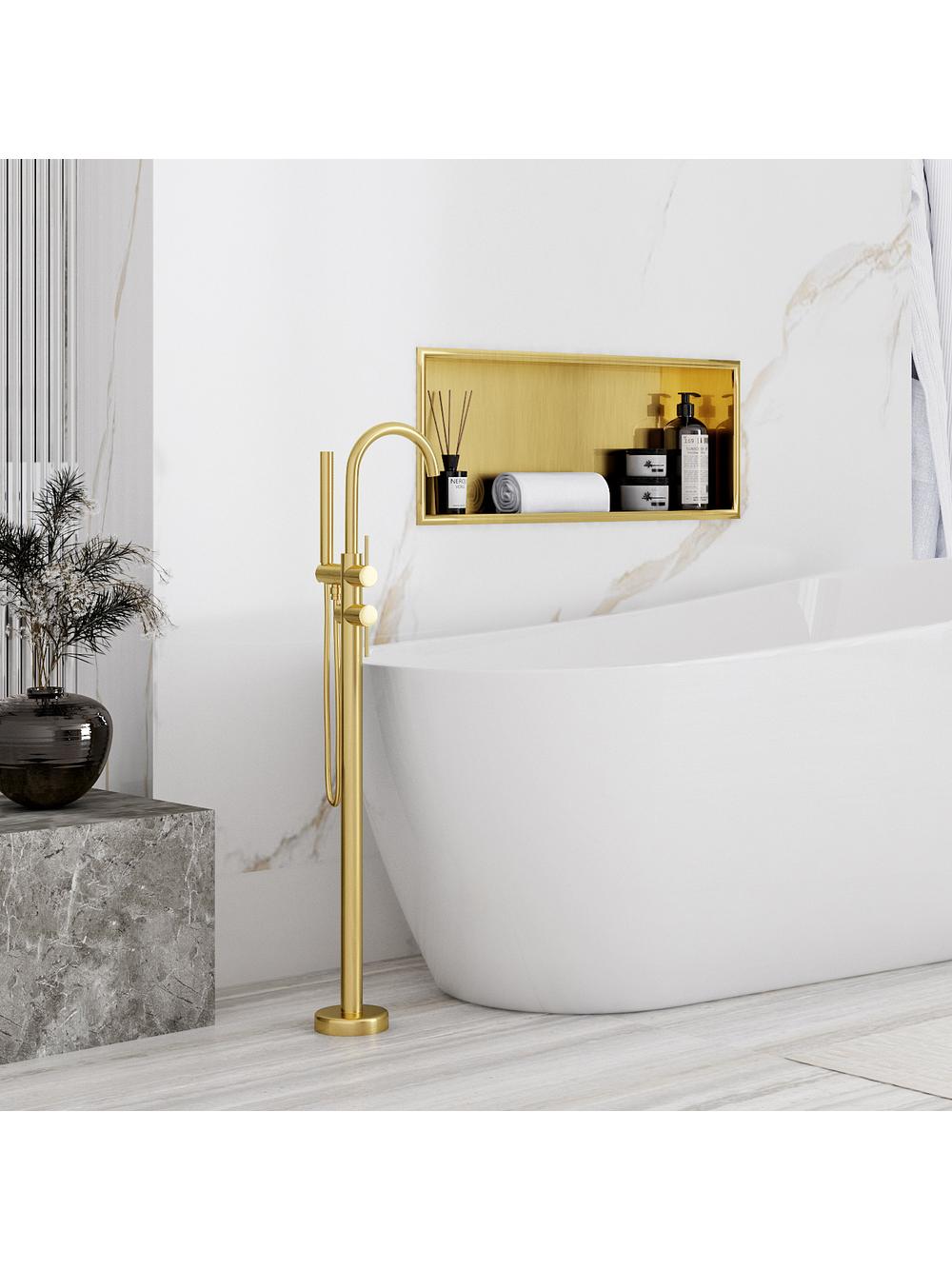 bathroom shelf 30x60 gold brush