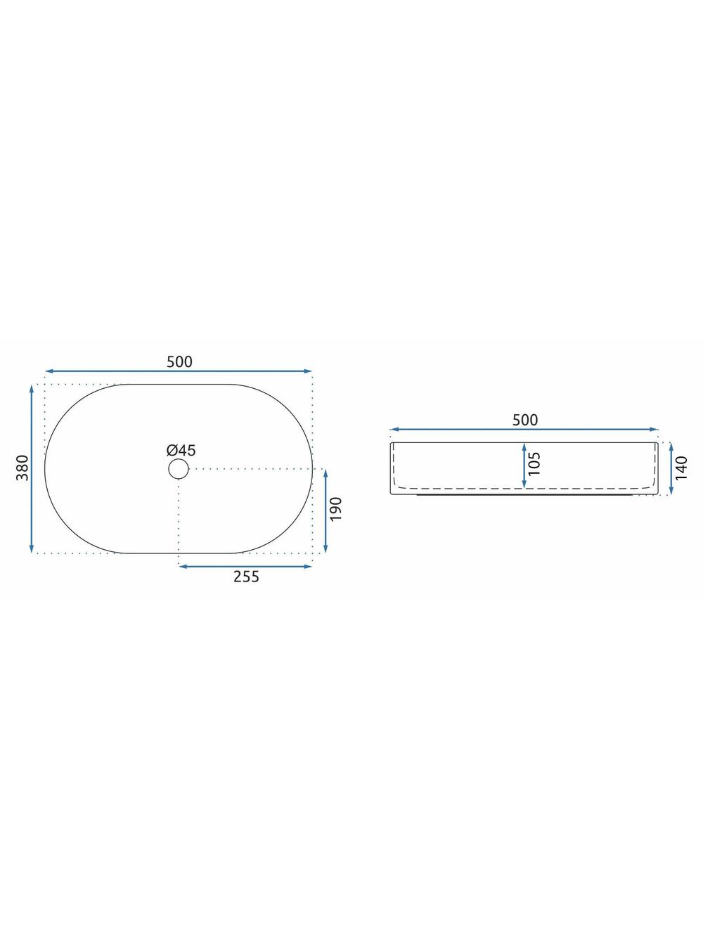 Умивальник на стільницю Rea Nadia 50