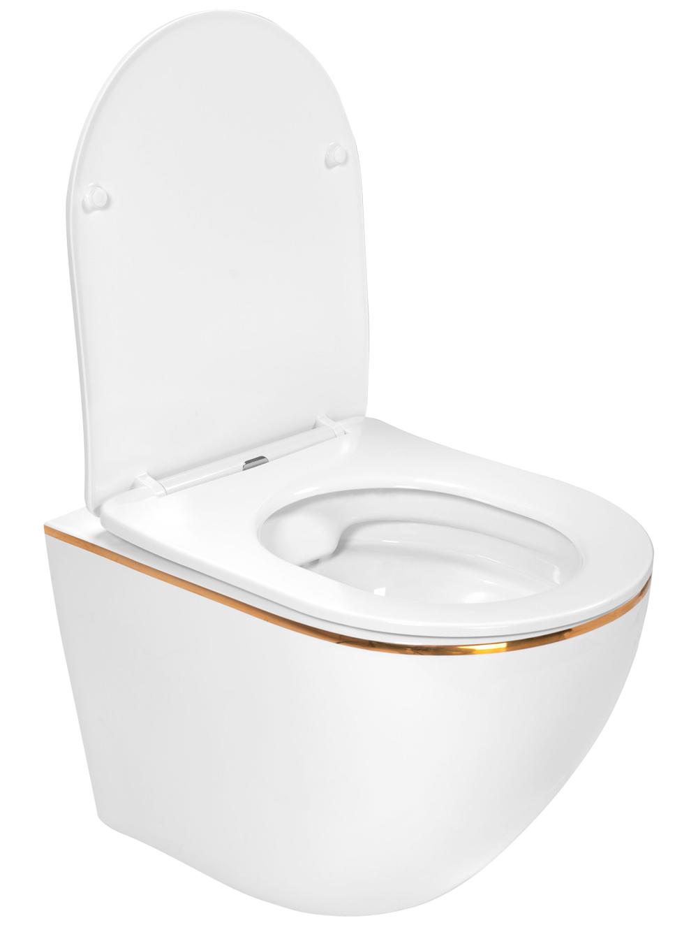 Zestaw Misa WC Carlo Mini Flat + Bidet Carlo Mini White Gold Edge