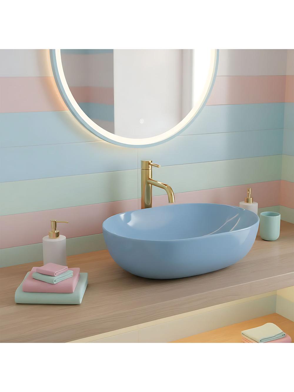 Umywalka nablatowa Rea LISA L.BLUE SHINY