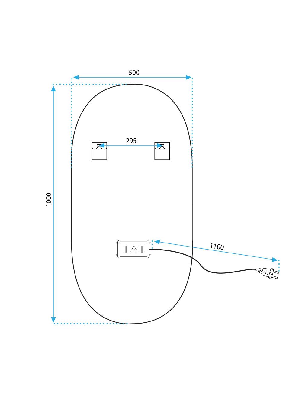 LUSTRO ŚCIENNE LED OVL 50x100cm Złote