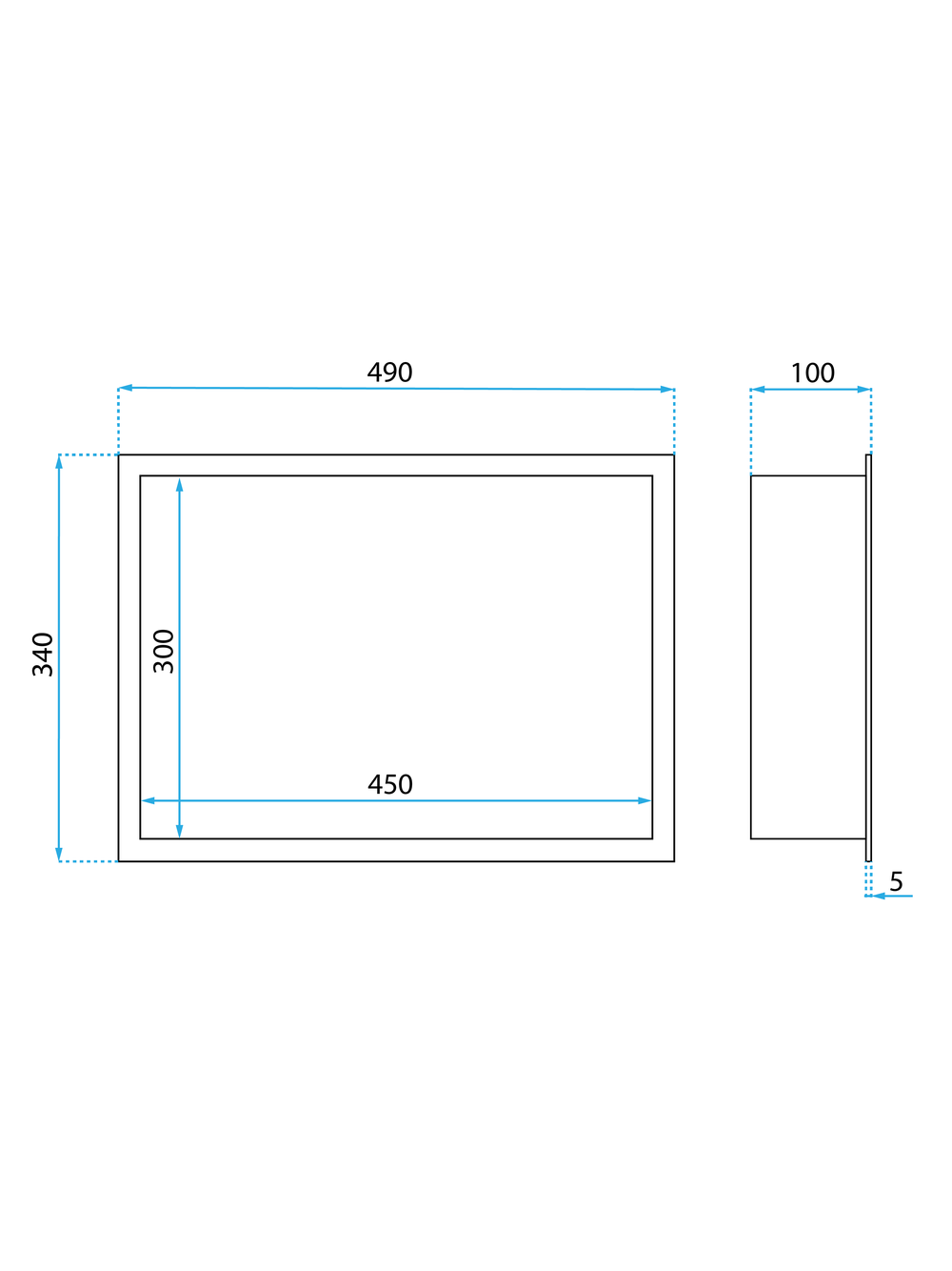 PÓŁKA WNĘKOWA ŁAZIENKOWA 30x45 stal szczotkowana