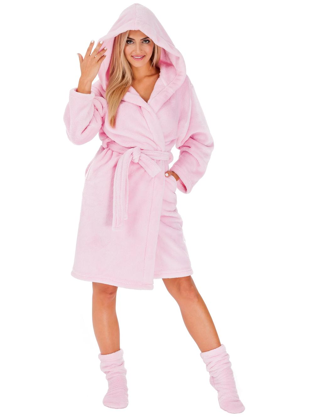 Dames badjas Nancy Roze sokken L/XL