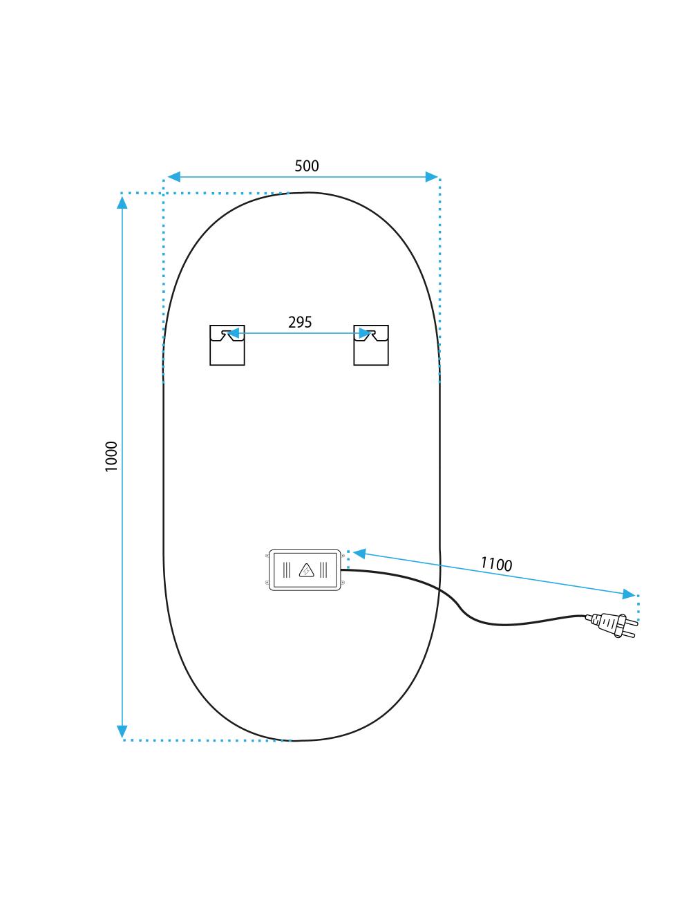 LUSTRO ŚCIENNE LED OVL 50x100cm Złote Szczotkowane