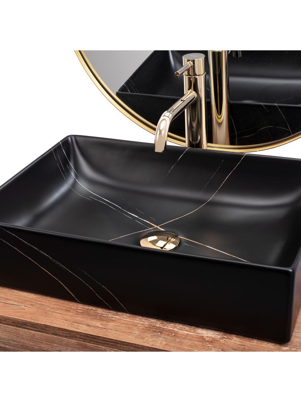 Umywalka nablatowa REA Inga Black Marble Mat