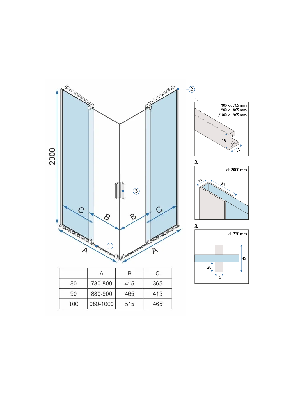 Kabina Prysznicowa REA Montana Double Złota Szczotkowana 90x90