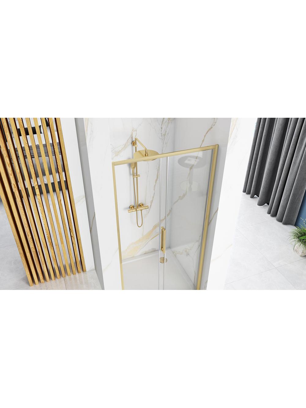 Drzwi Prysznicowe Przesuwne REA Rapid Slide 150 Złote Szczotkowane