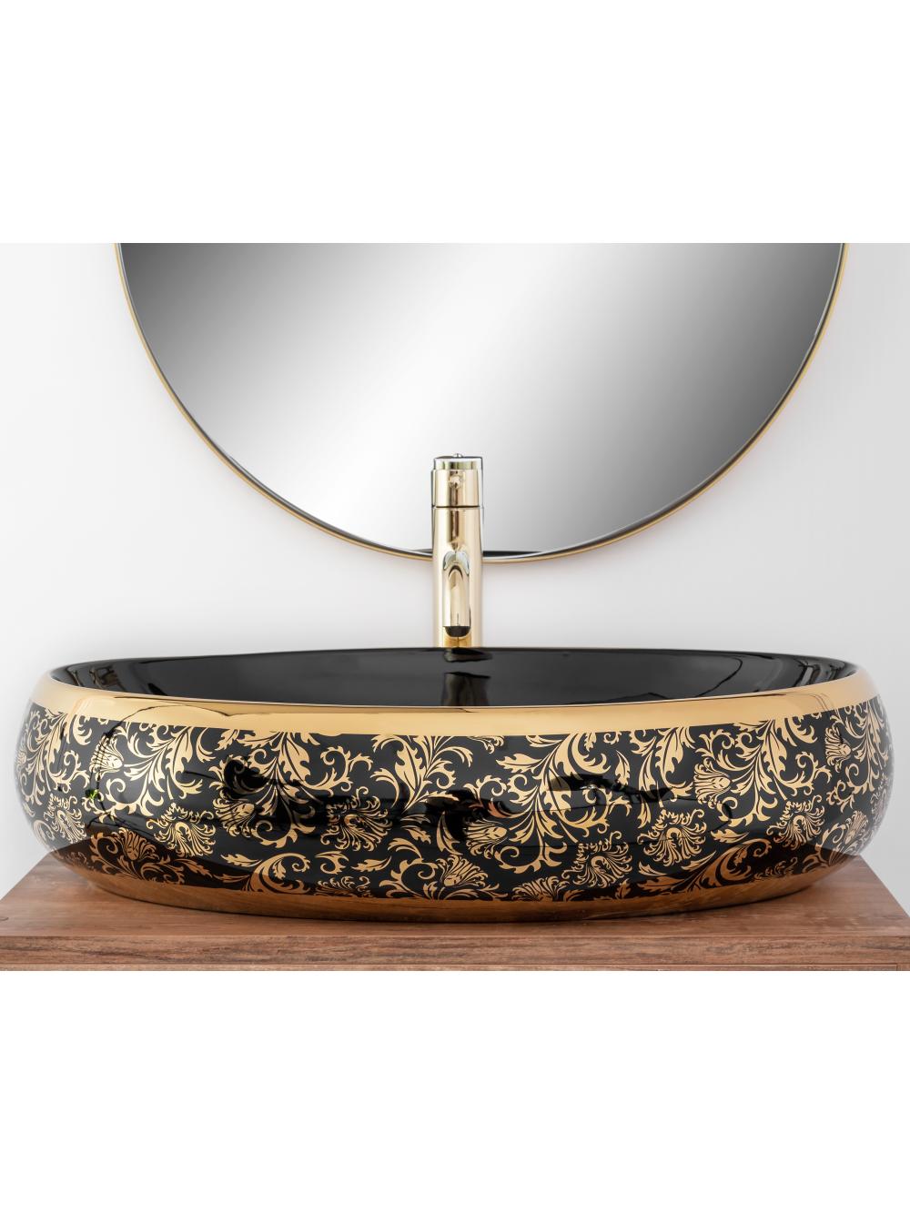 Umywalka nablatowa Rea Meryl Black / Gold
