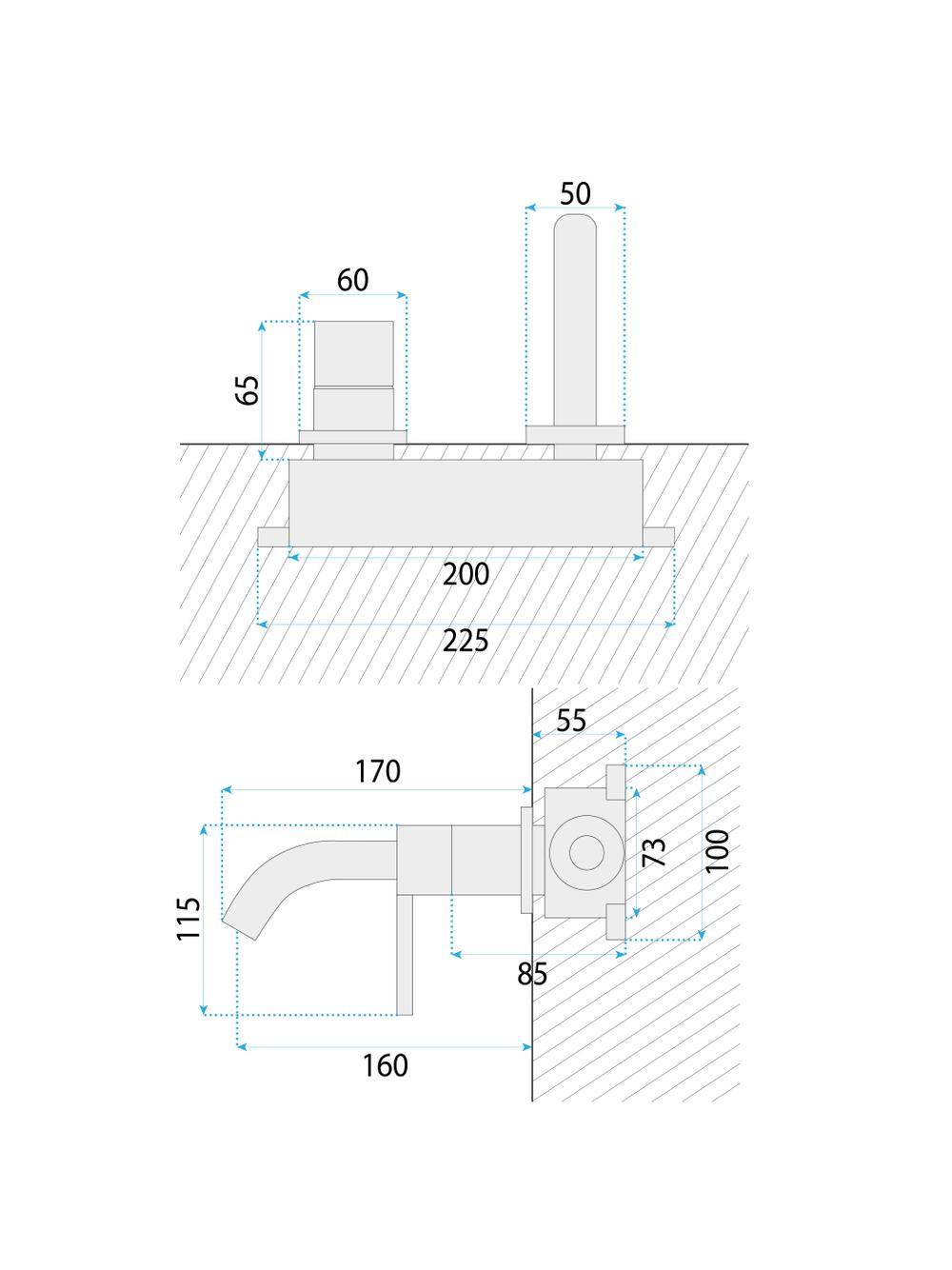Bateria Umywalkowa Podtynkowa Rea Foster Nikiel Szczotkowany