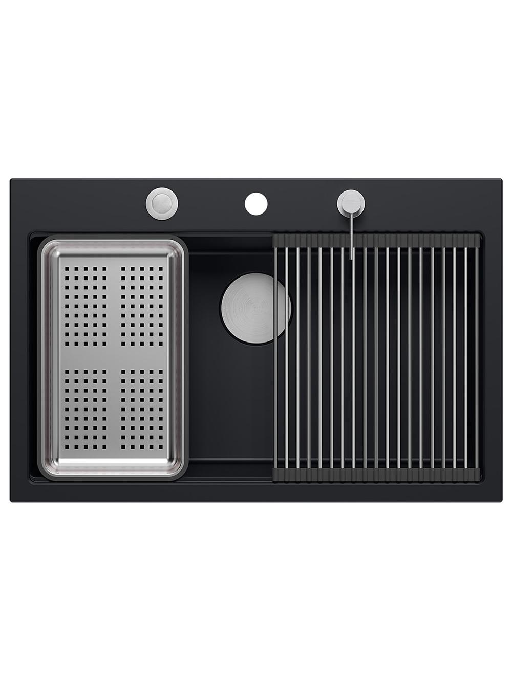 Zlewozmywak granitowy MARC 110 WORKSTATION Czarny