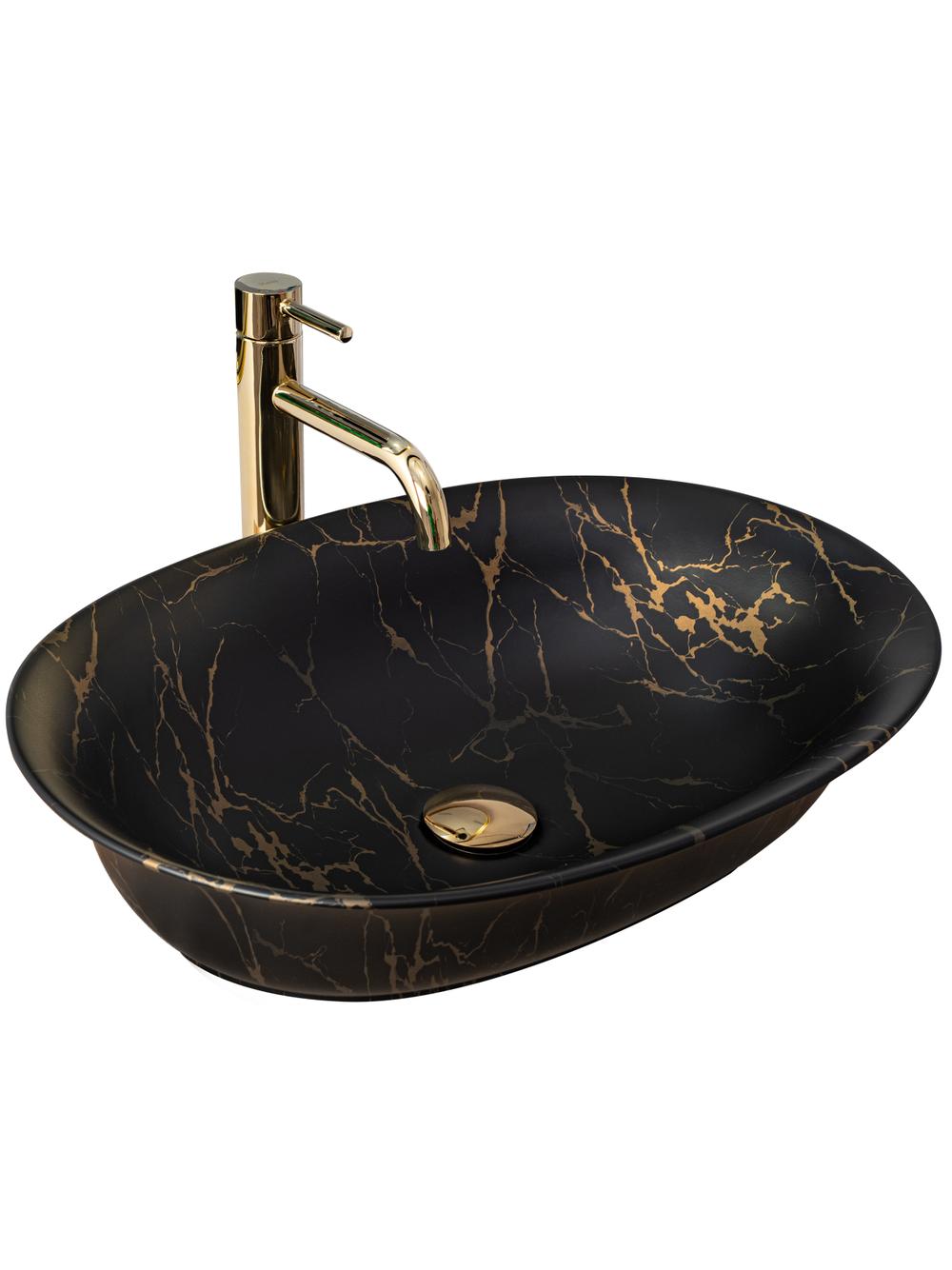 Umywalka nablatowa Rea Roma Black Marble Matt