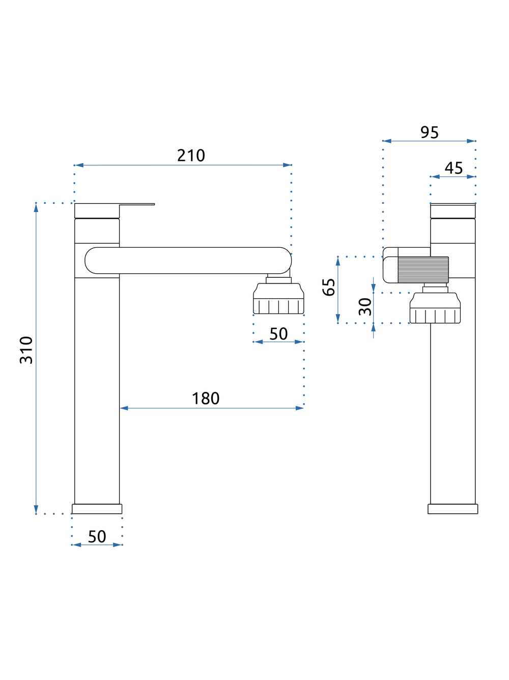 Bateria Umywalkowa REA PACO Wysoka Nikiel Szczotkowany INOX