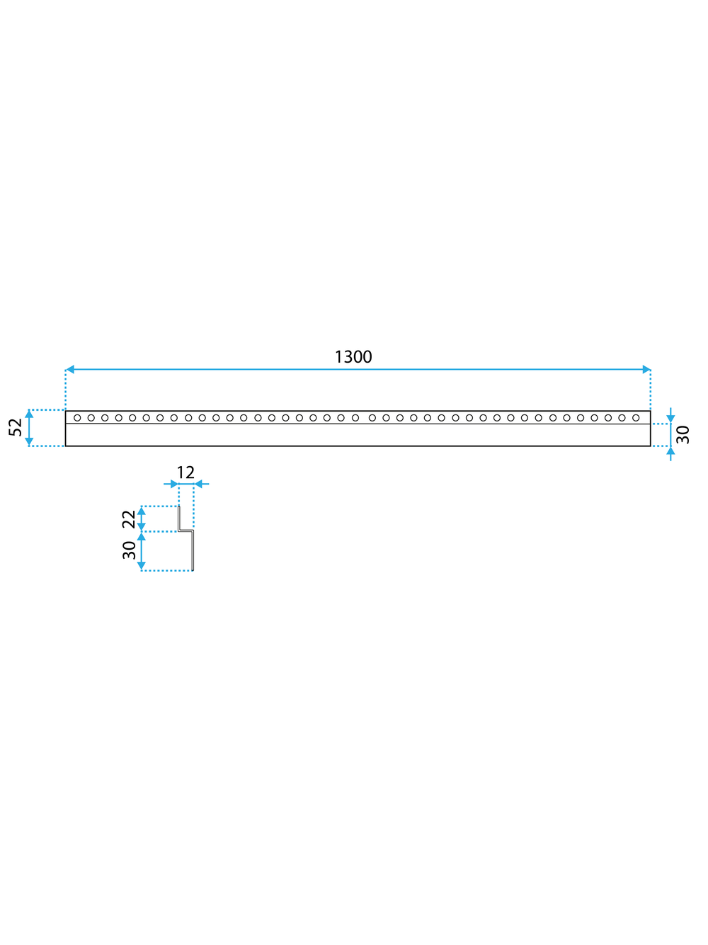 Listwa brodzikowa czołowa 130cm Czarna