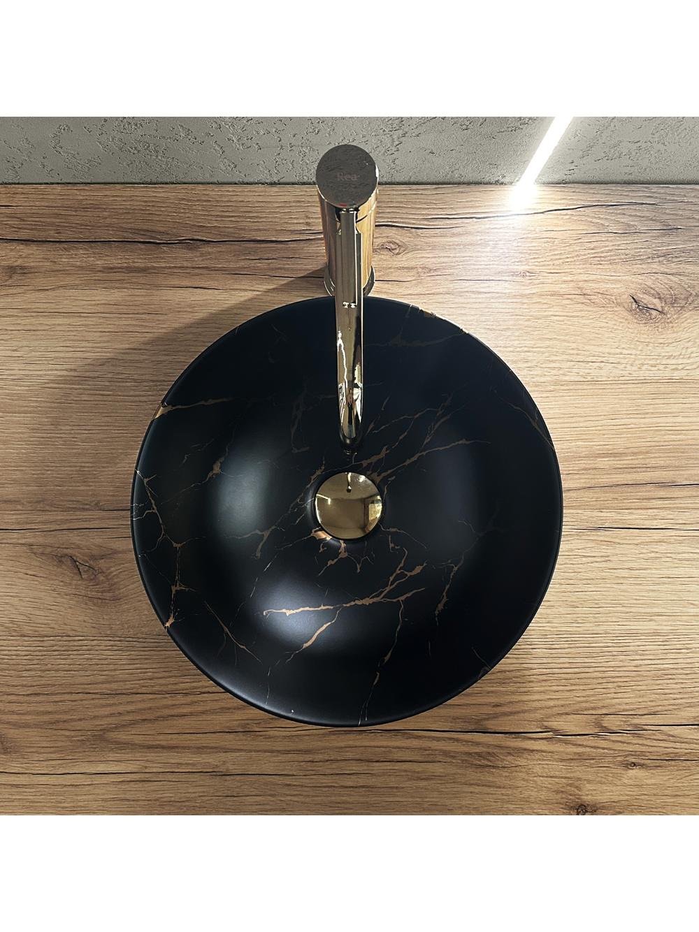 Umywalka nablatowa REA Stella Black Marble Brush