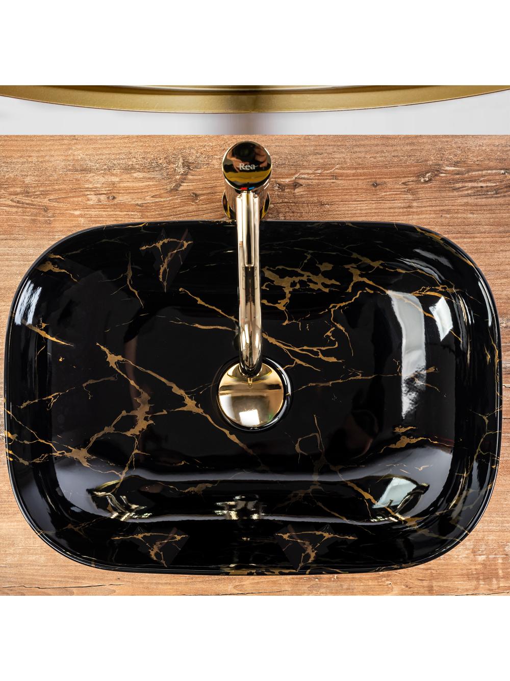 Umywalka nablatowa Rea Belinda Black Marble shiny