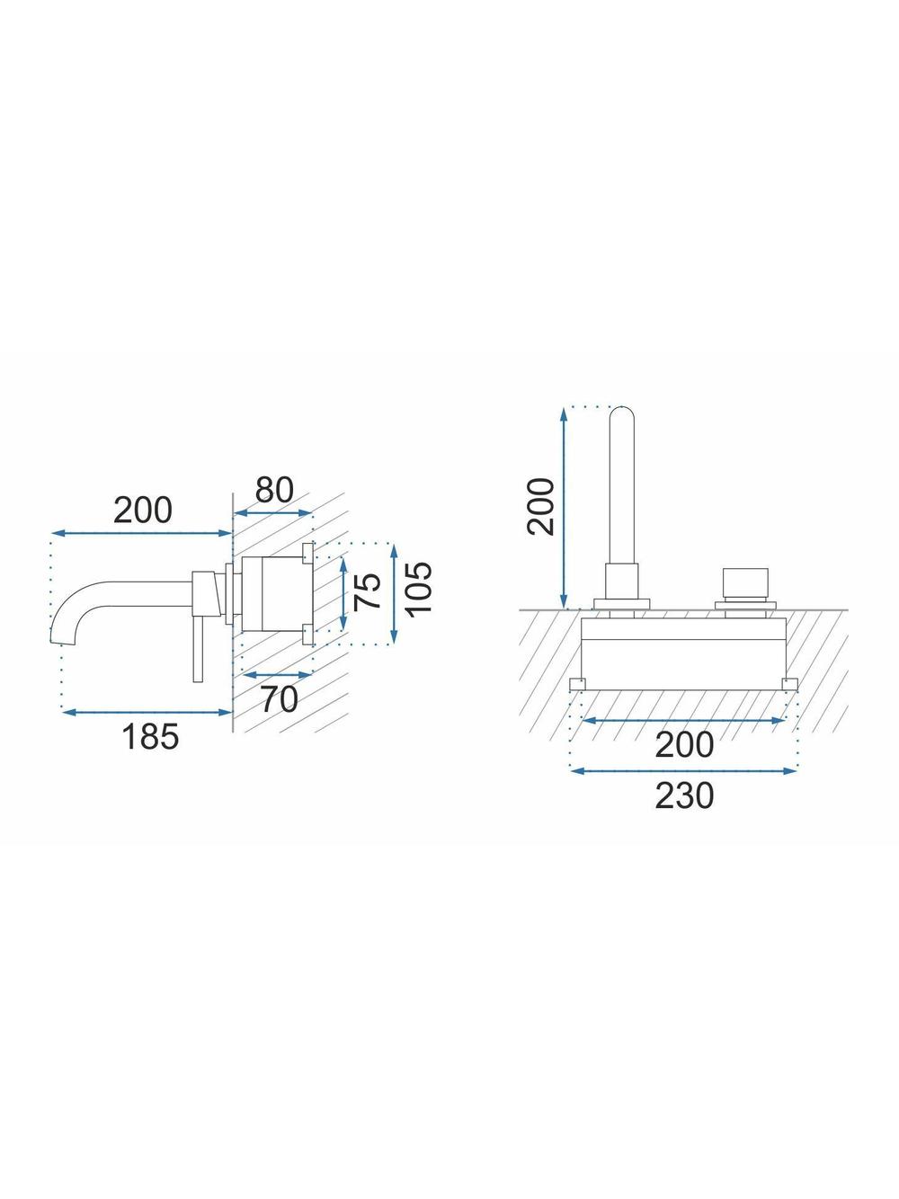 Piiloon asennettava sekoitin Rea Lungo Long Titan + BOX