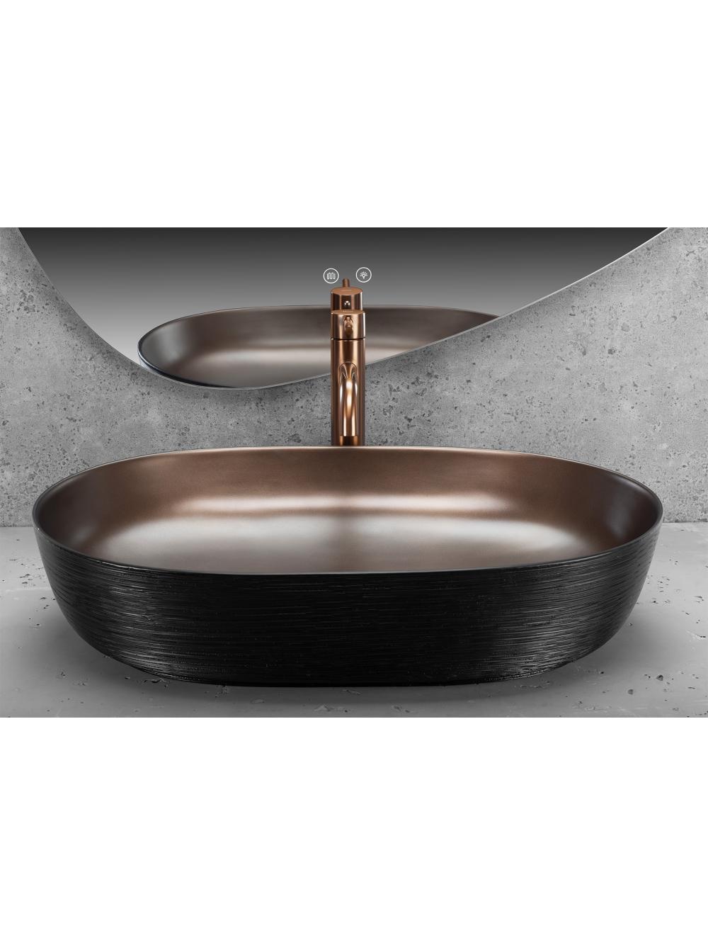 Umywalka nablatowa Rea Cleo 61 Copper Brush / Black