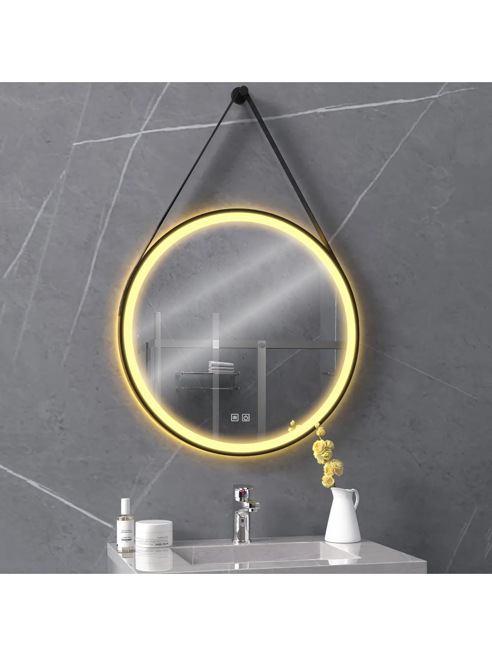 LUSTRO OKRĄGŁE LED WISZĄCE NA PASKU 80cm 105