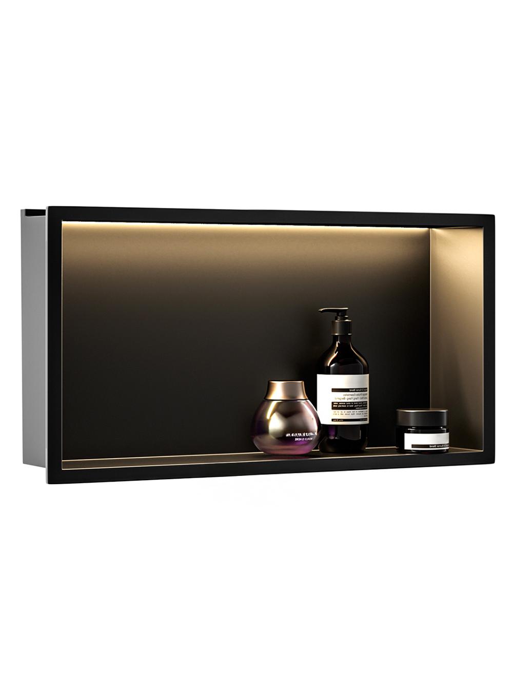 VSTAVANÁ KÚPEĽŇOVÁ POLICA LED 30x60 black
