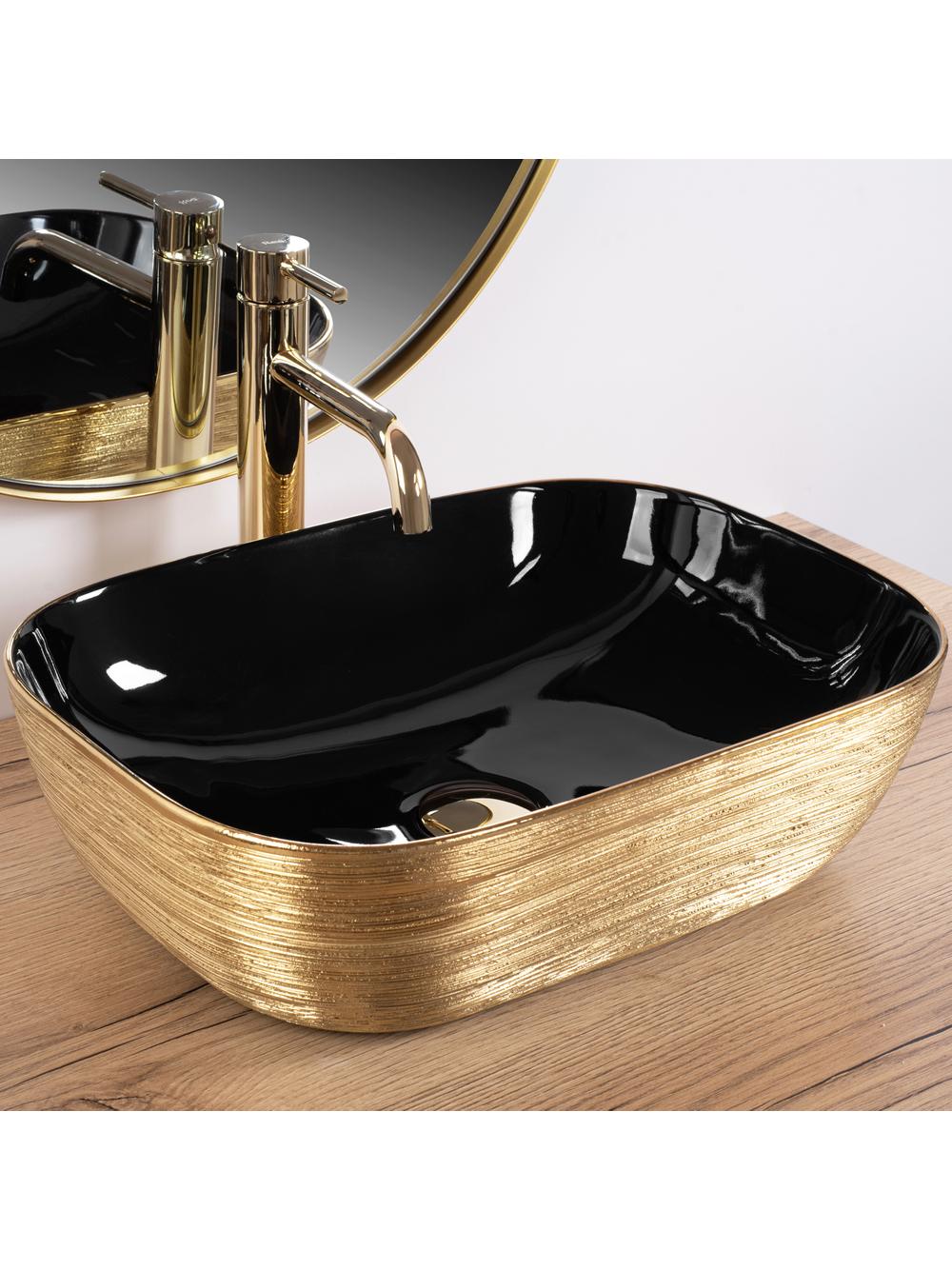 Umywalka nablatowa Rea Belinda BLACK BRUSH GOLD