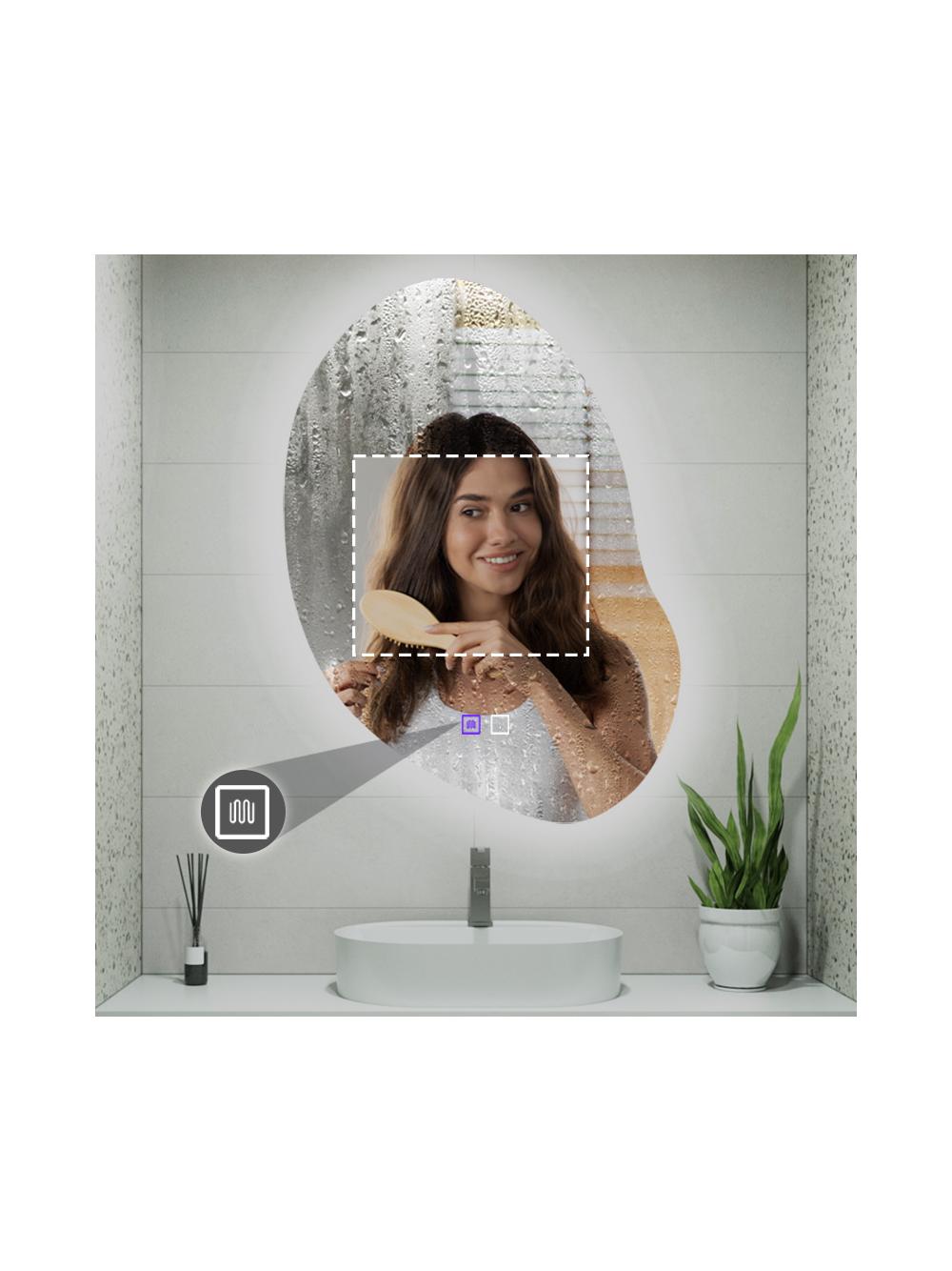 LED sienas spogulis 80x60cm CLOUD C