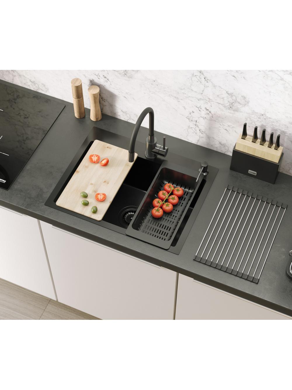 Zlewozmywak stalowy LUKE 110 WORKSTATION Czarny