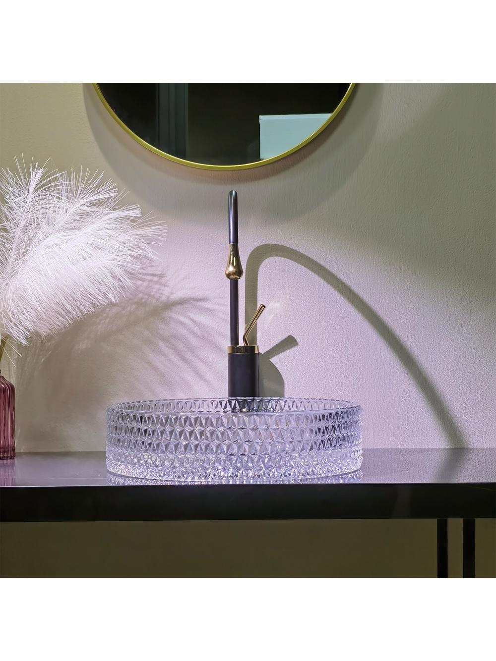 Umywalka nablatowa Rea Cristal Transparent 39