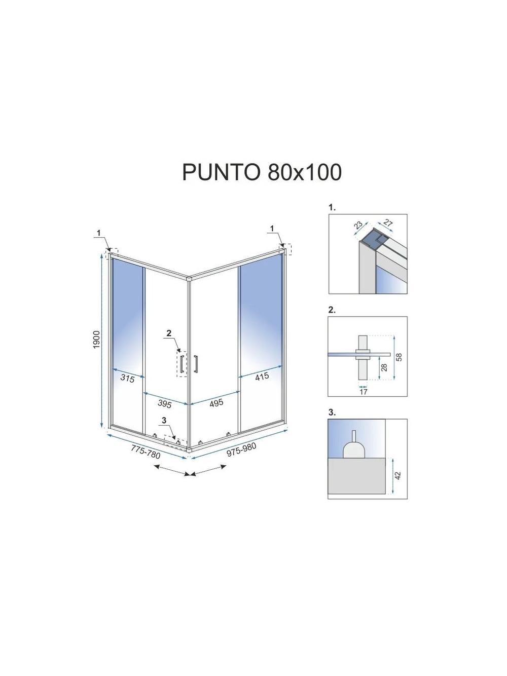 Kabina prysznicowa Rea Punto 80x100 Złota