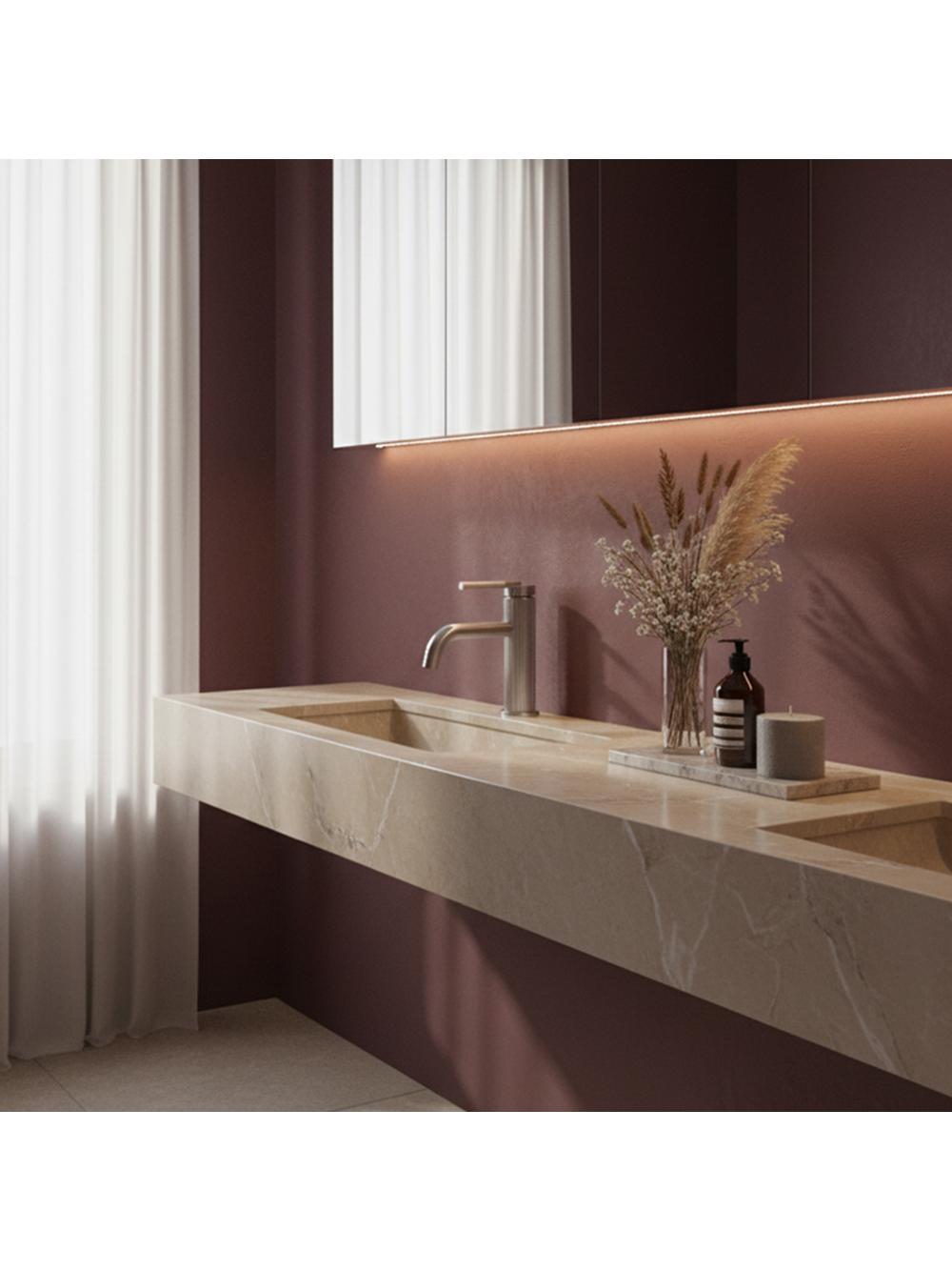 Bateria Umywalkowa REA Argon Nikiel Szczotkowany Niska