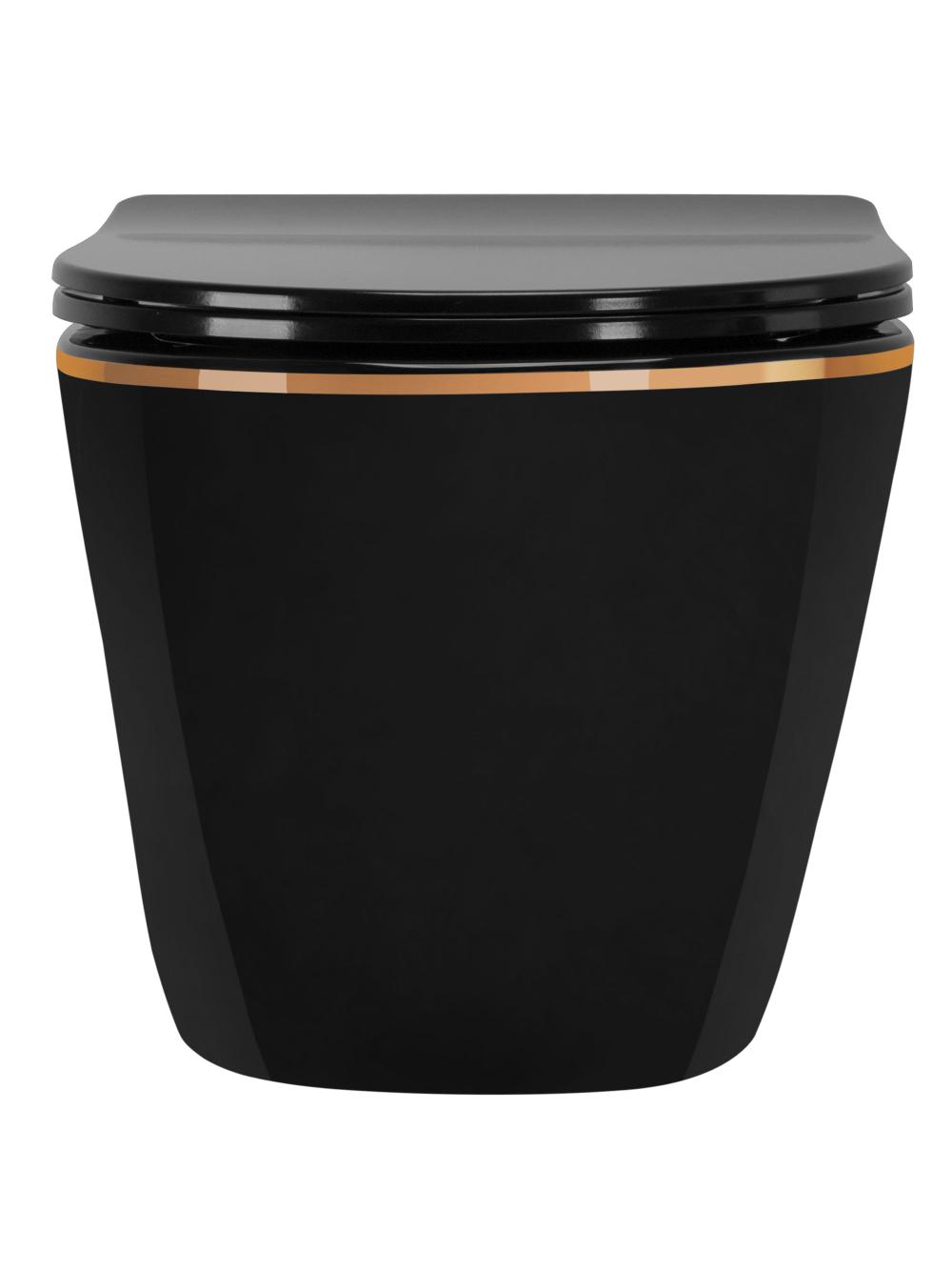 WC Schüssel Randlos Rea Carlo Mini Tornado Black Gold Egde