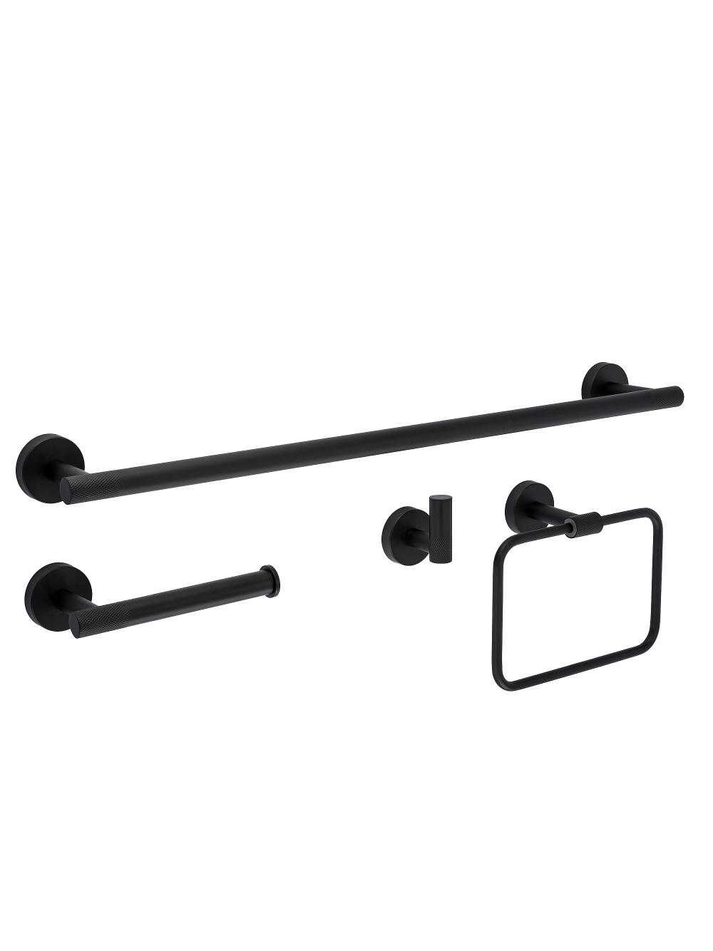 Bathroom Accessories Set GRID Black 4 Pieces
