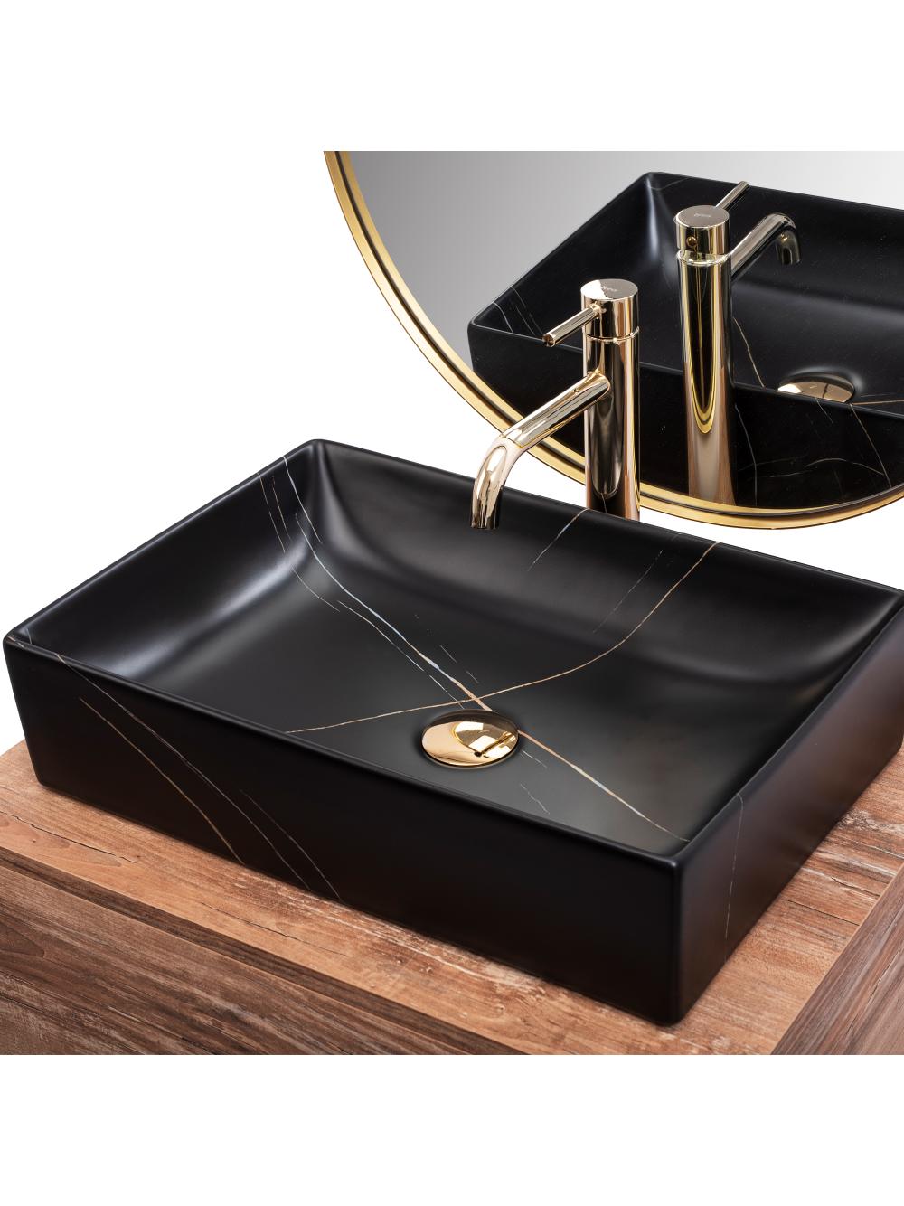 Umywalka nablatowa REA Inga Black Marble Mat
