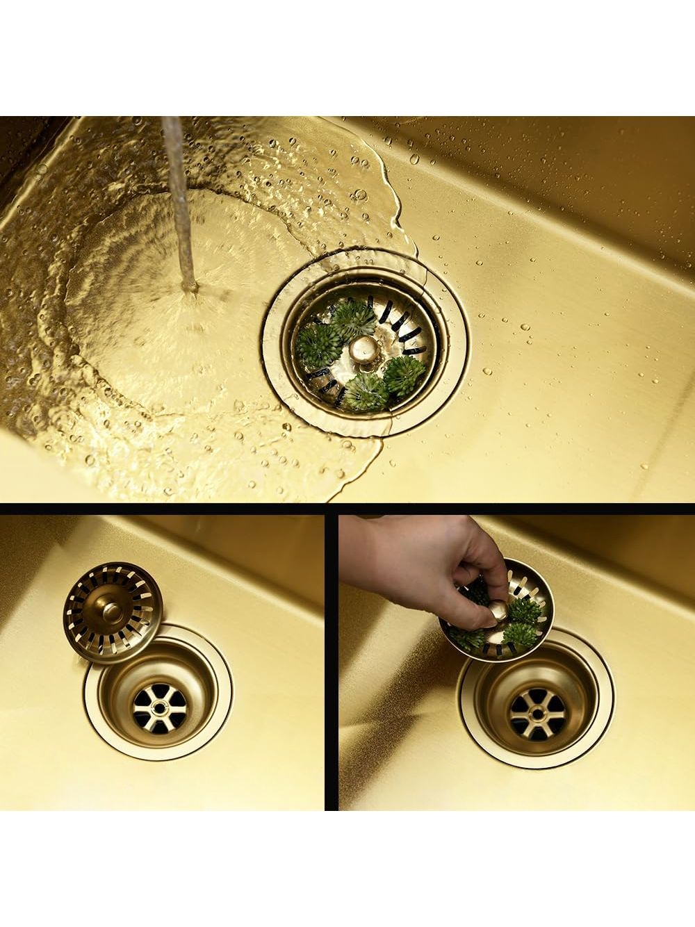 Stainless steel sink Liam BRUSH GOLD