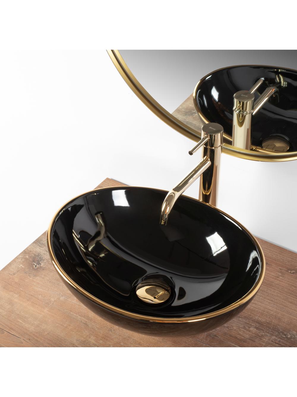 Umywalka nablatowa Rea Sofia Black Gold Edge