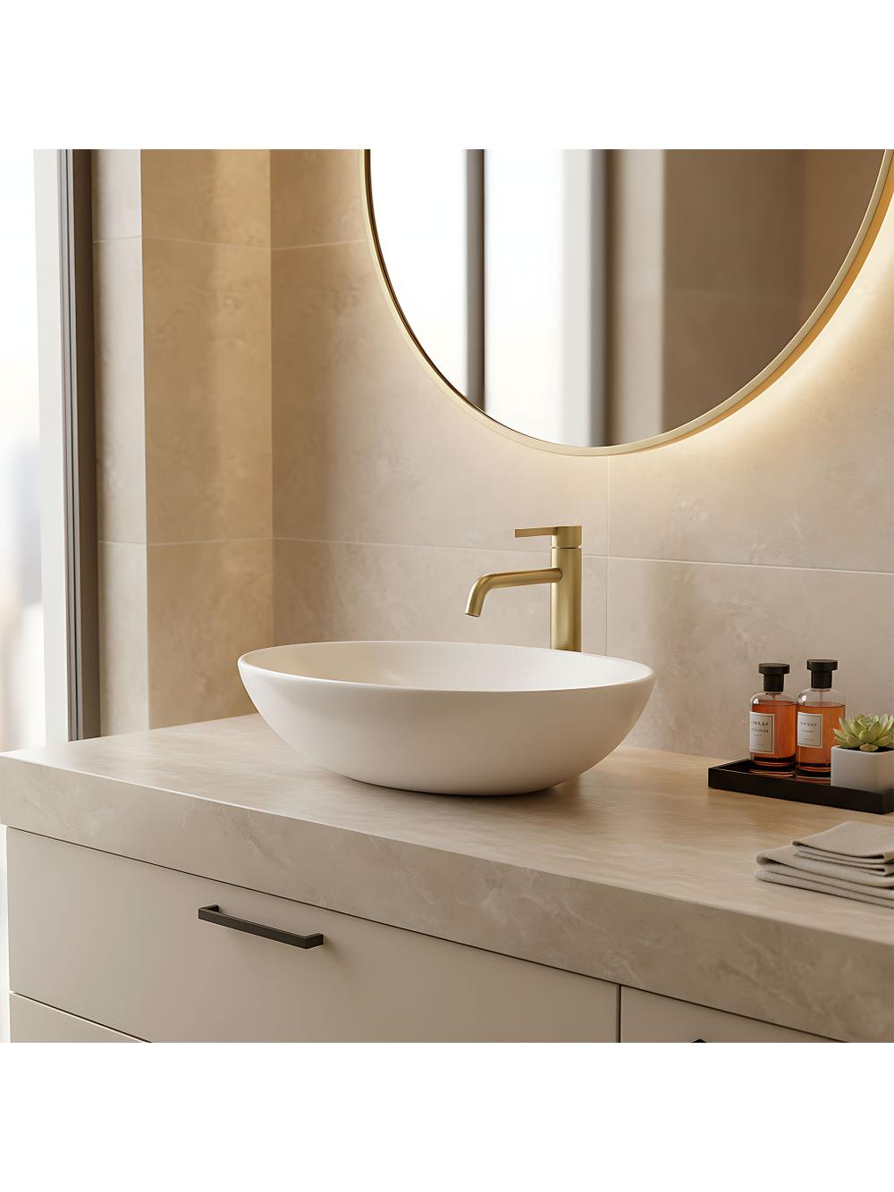 Bateria umywalkowa Rea Foster Złoty Szczotkowany Wysoka