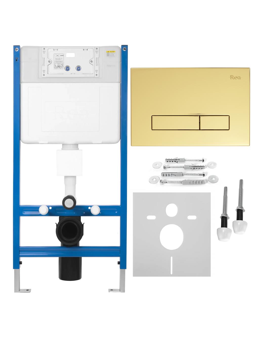Cadru WC încastrat Rea cu buton HD Gold