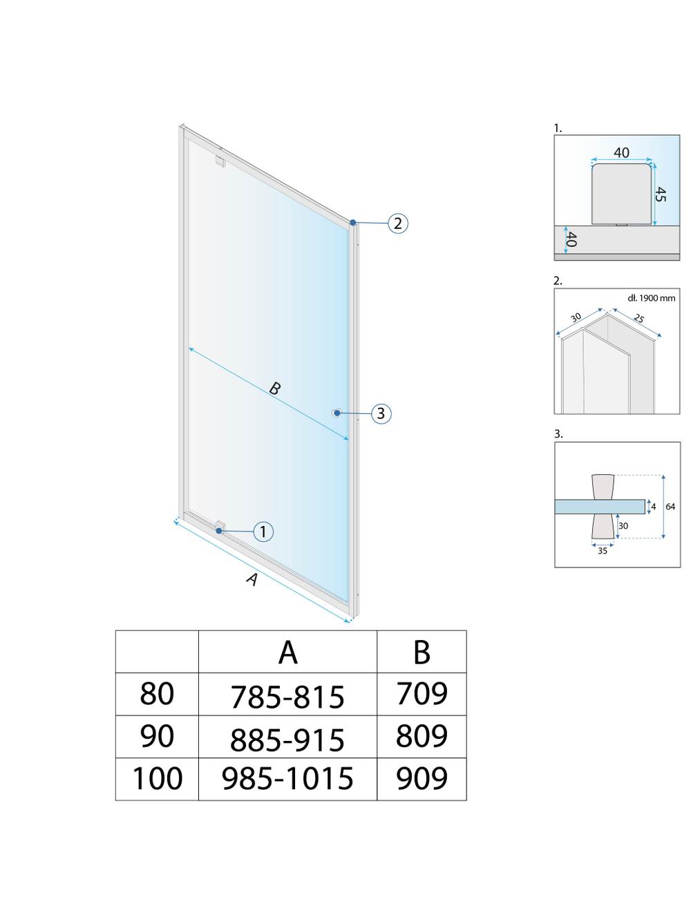 Shower door Rea Primo Swing 100 Chrome