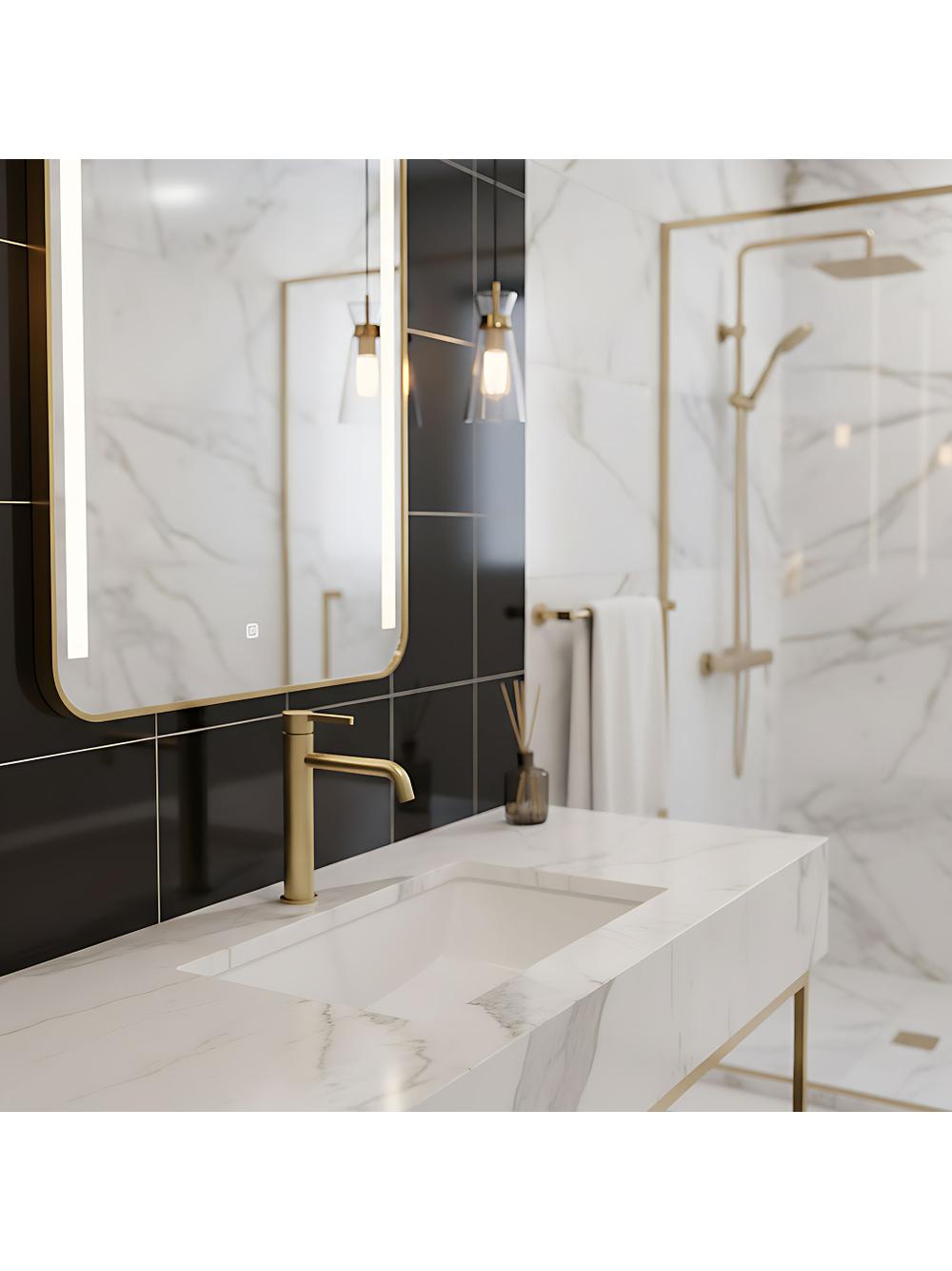 Bateria umywalkowa Rea Foster Złoty Szczotkowany Wysoka