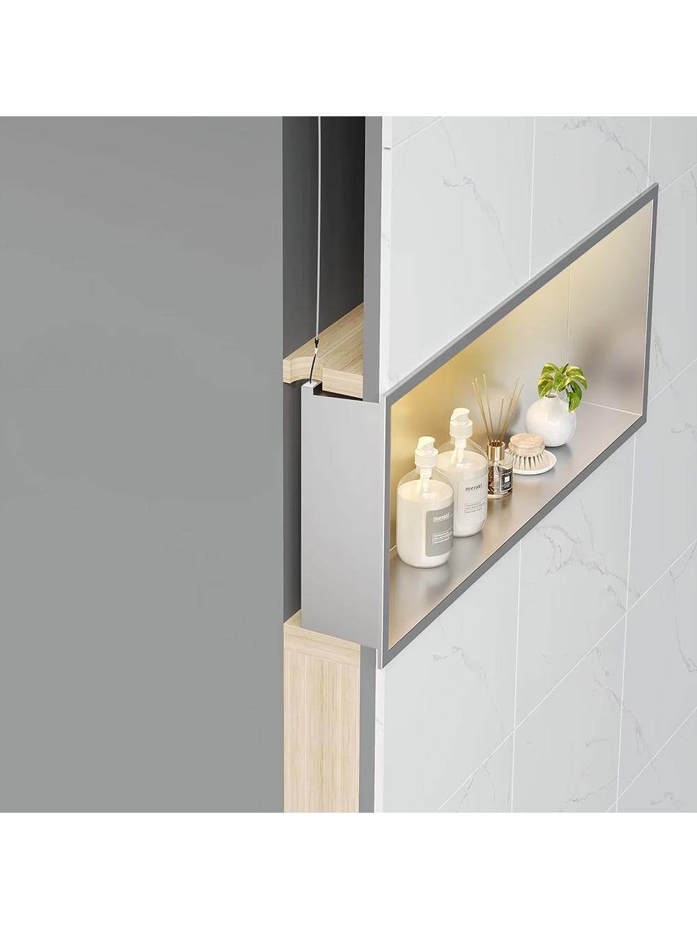 UGRADBENA KUPAONSKA POLICA LED 30x60 steel brush