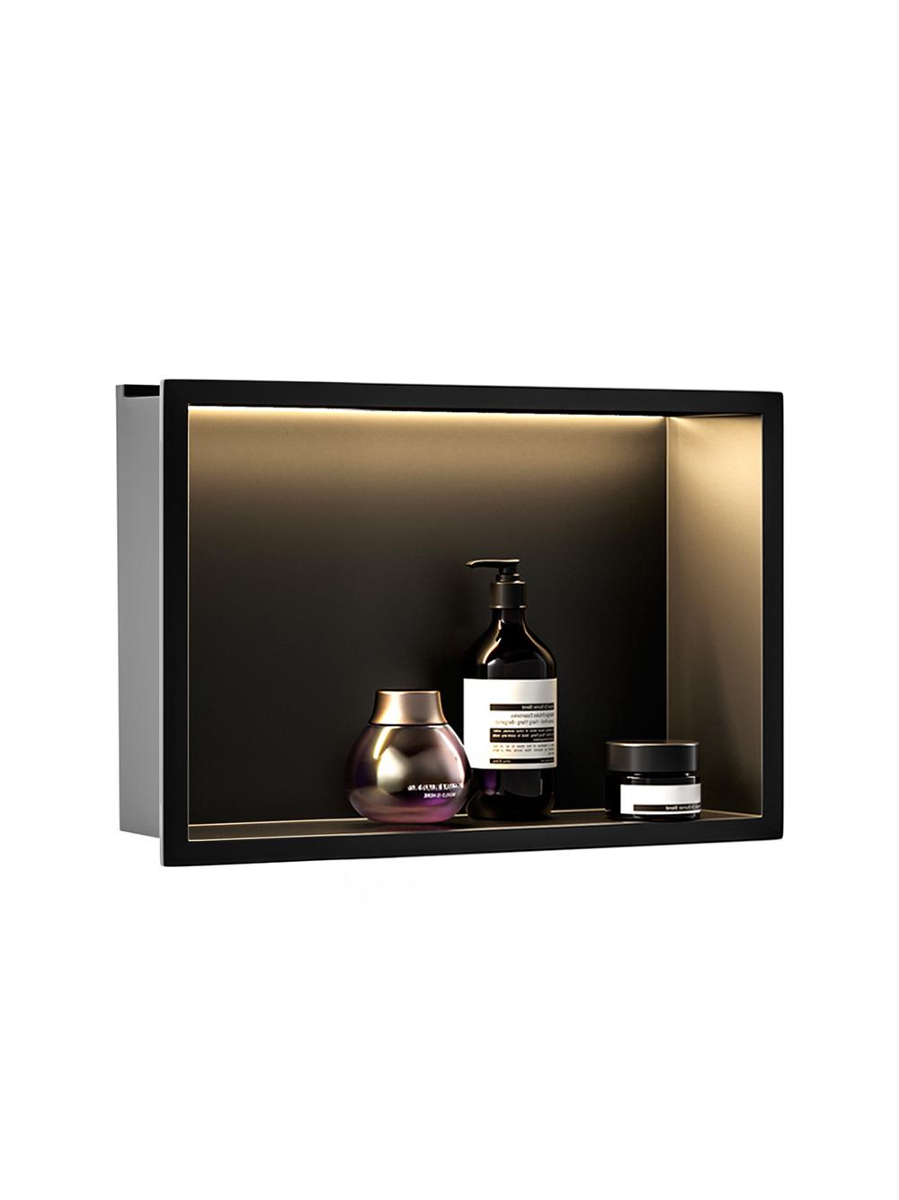 VSTAVANÁ KÚPEĽŇOVÁ POLICA LED 30x45 black