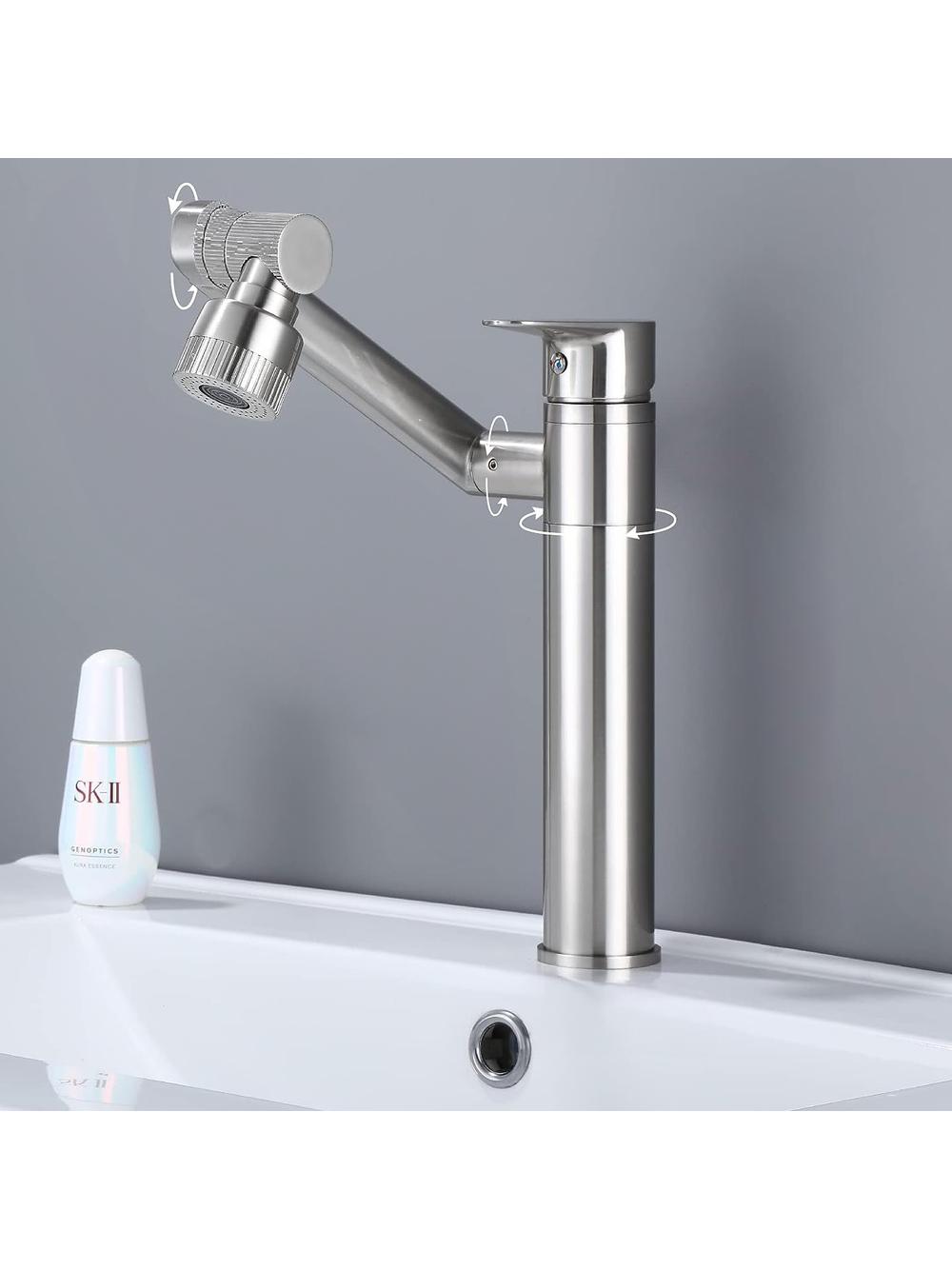 Bateria Umywalkowa REA PACO Wysoka Nikiel Szczotkowany INOX