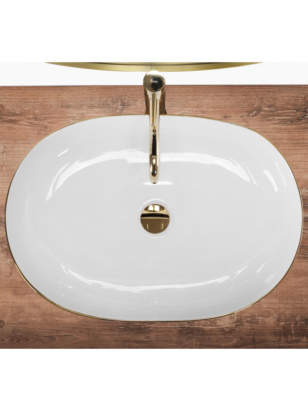 Umywalka nablatowa Rea CLEO 61 Gold Edge