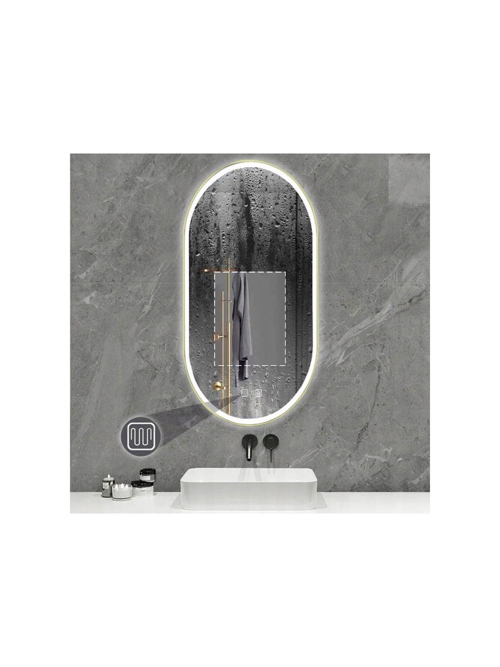 LUSTRO ŚCIENNE LED OVL 50x100cm Złote