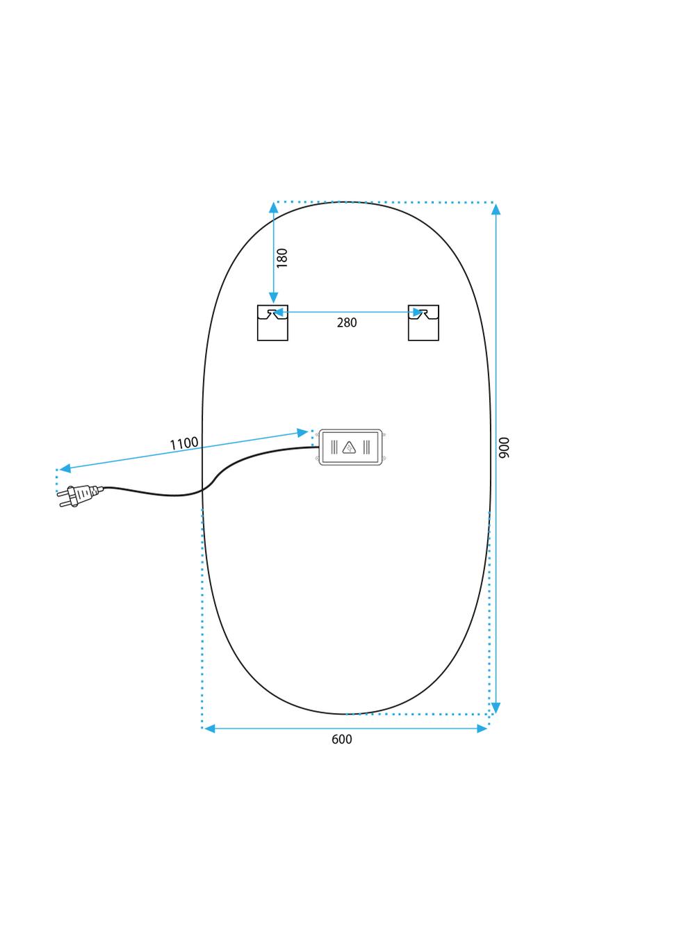 LUSTRO ŚCIENNE LED OLL 60x90 cm Złote Szczotkowane